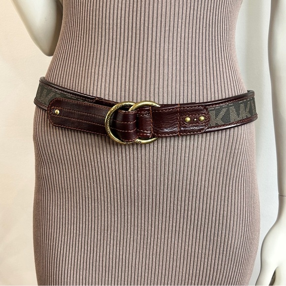 Michael Kors Monogram Brass Double Ring Cincher Belt - Picture 3 of 6